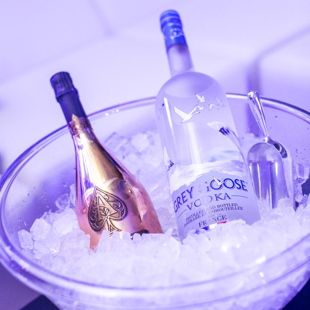 Premium bottle service with Grey Goose and Ace of Spades champagne at Final Fantasy NYE in Montreal